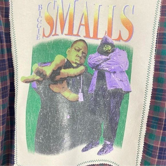 Notorious BIG Flannel Shirt Mens Large Medium Unisex Biggie Smalls Retro Plaid - Picture 7 of 15